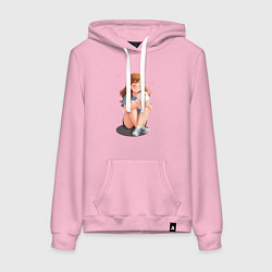 Женская толстовка-худи Белый хомяк и счастливая девушка