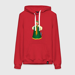 Толстовка-худи хлопковая женская Баба, цвет: красный