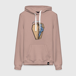 Толстовка-худи хлопковая женская Смерть и гроб, цвет: пыльно-розовый