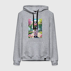 Женская толстовка-худи Панда с букетом тюльпанов