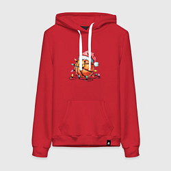 Женская толстовка-худи Баскетбольный новый год с гирляндой