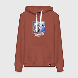 Толстовка-худи хлопковая женская Вельт, цвет: кирпичный