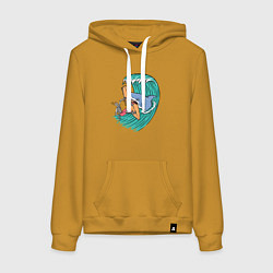 Женская толстовка-худи Серфер и акула