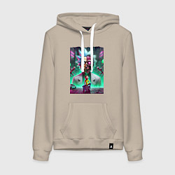 Женская толстовка-худи Rick and Morty - neon skull