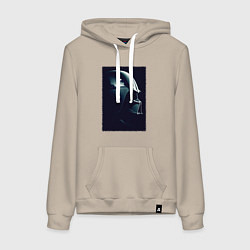 Толстовка-худи хлопковая женская Мысли вейдера, цвет: миндальный