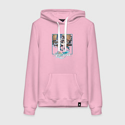 Толстовка-худи хлопковая женская Жуань Мэй, цвет: светло-розовый