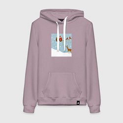 Женская толстовка-худи Новогодние птицы на ветке