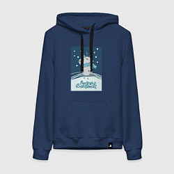 Женская толстовка-худи Новогодний олень с шарфом