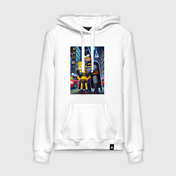 Женская толстовка-худи Batsimpson with son Bart - ai art fantasy