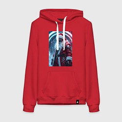 Женская толстовка-худи Дед мороз киберпанк