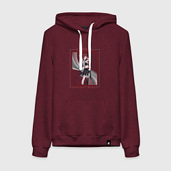 Толстовка-худи хлопковая женская Chixia Gallant Blaze, цвет: меланж-бордовый