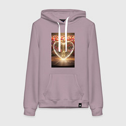 Женская толстовка-худи Кристальное сердце на фоне роз