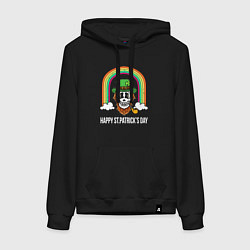 Толстовка-худи хлопковая женская Happy St Patricks day - skull, цвет: черный