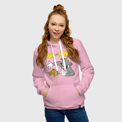Толстовка-худи хлопковая женская Том и Джерри - кот и мышь, цвет: светло-розовый — фото 2
