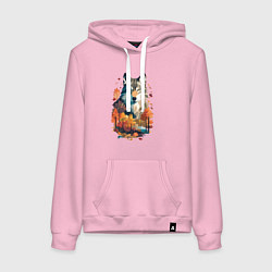 Женская толстовка-худи Волк и осенний лес