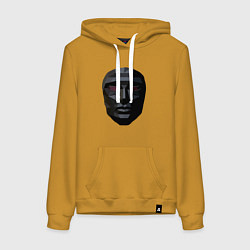 Толстовка-худи хлопковая женская Маска босса, цвет: горчичный