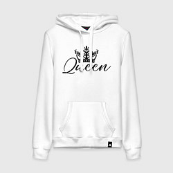 Толстовка-худи хлопковая женская The Queen with the crown - couple print, цвет: белый