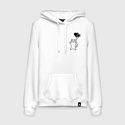 Женская толстовка-худи Белая кошка с сердечками - для пары