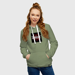 Толстовка-худи хлопковая женская Слипкнот лого, цвет: авокадо — фото 2