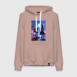 Толстовка-худи хлопковая женская Shadow and Shadow-Maria, цвет: пыльно-розовый