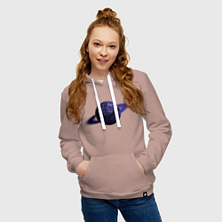 Толстовка-худи хлопковая женская Планета арт, синяя с кольцом, цвет: пыльно-розовый — фото 2