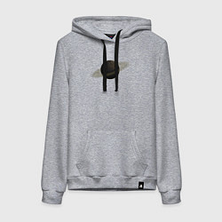 Женская толстовка-худи Планета арт, коричневая с кольцом