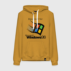 Толстовка-худи хлопковая женская Предназначен для windows 98, цвет: горчичный