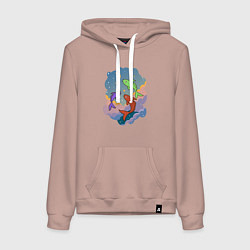 Женская толстовка-худи Рыбы, летающие в небе