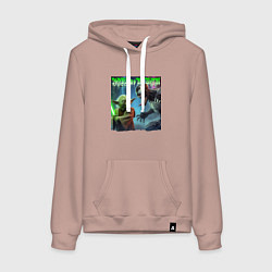 Толстовка-худи хлопковая женская Yoda vs Venom - neon glow, цвет: пыльно-розовый