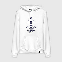 Женская толстовка-худи Морская эмблема - якорь и маяк