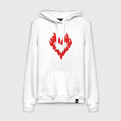 Толстовка-худи хлопковая женская She is fire - women heart, цвет: белый