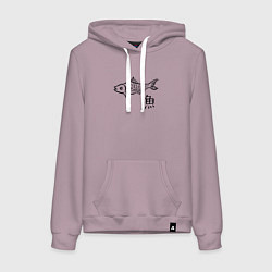 Женская толстовка-худи Рыба с японским иероглифом