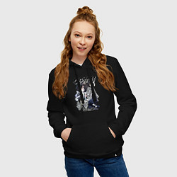 Толстовка-худи хлопковая женская Клинок рассекающий демонов Obanai Iguro, цвет: черный — фото 2