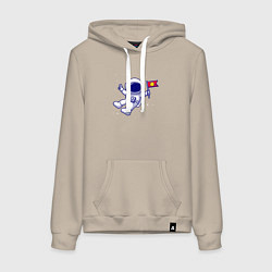 Женская толстовка-худи Космонавт с флажком
