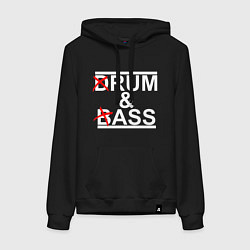 Толстовка-худи хлопковая женская Drum and bass black, цвет: черный