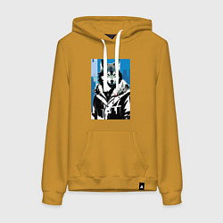 Женская толстовка-худи Волк в мегаполисе - нейроарт