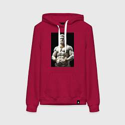 Толстовка-худи хлопковая женская Античный герой с цепочкой, цвет: маджента
