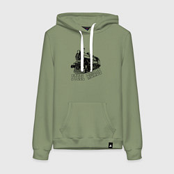 Толстовка-худи хлопковая женская Паровоз в перспективе, цвет: авокадо