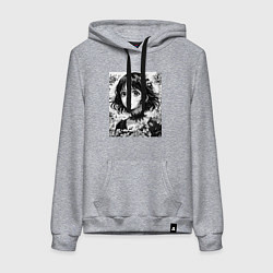 Женская толстовка-худи Аниме девушка портрет черно-белый