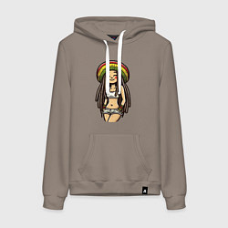 Толстовка-худи хлопковая женская Smile jamaica girl, цвет: утренний латте