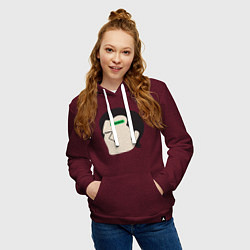 Толстовка-худи хлопковая женская Разделение Марк, цвет: меланж-бордовый — фото 2