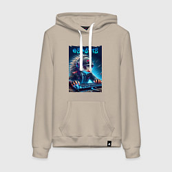 Женская толстовка-худи Дикобраз командный игрок - неоновое свечение