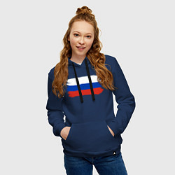Толстовка-худи хлопковая женская Флаг россии нарисованный, цвет: тёмно-синий — фото 2