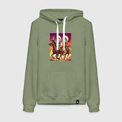 Женская толстовка-худи Индейцы Рик и Морти скачут на лошадях