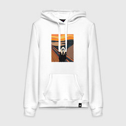 Толстовка-худи хлопковая женская Крик картина мунка, цвет: белый