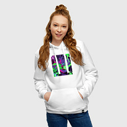 Толстовка-худи хлопковая женская Кислотные руки, цвет: белый — фото 2