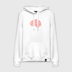 Толстовка-худи хлопковая женская Мозг иллюстрация, цвет: белый