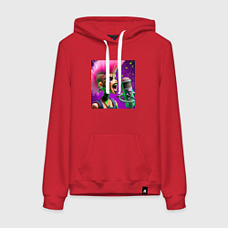 Толстовка-худи хлопковая женская Barbie and punks not dead motto, цвет: красный