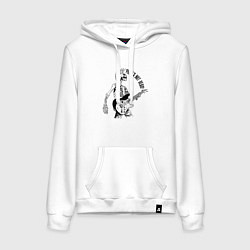 Женская толстовка-худи Skeleton guitarist - punks not dead motto