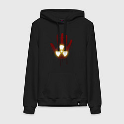 Толстовка-худи хлопковая женская Radioactive bloody hand, цвет: черный